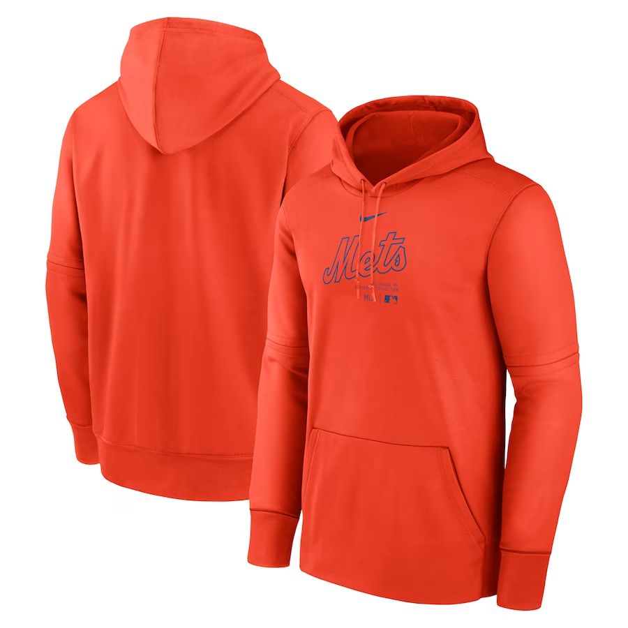 Men 2025 MLB New York Mets Orange Nike hoodie style 1